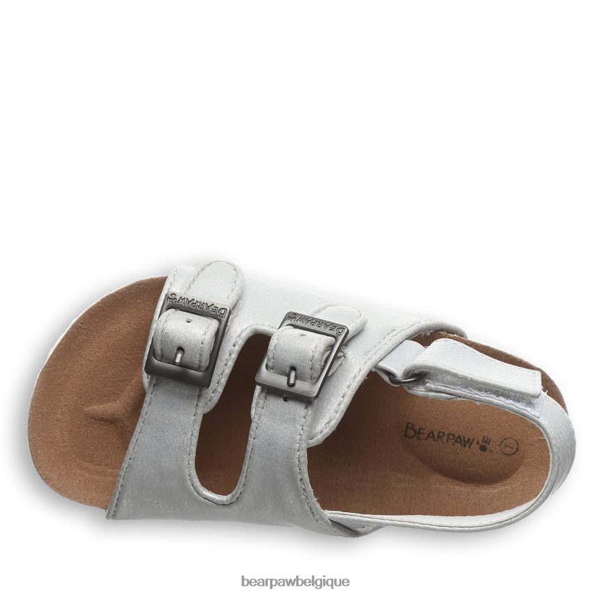 BEARPAW tout-petit de Brooklyn enfants 6PN848626 blanc métallisé des sandales