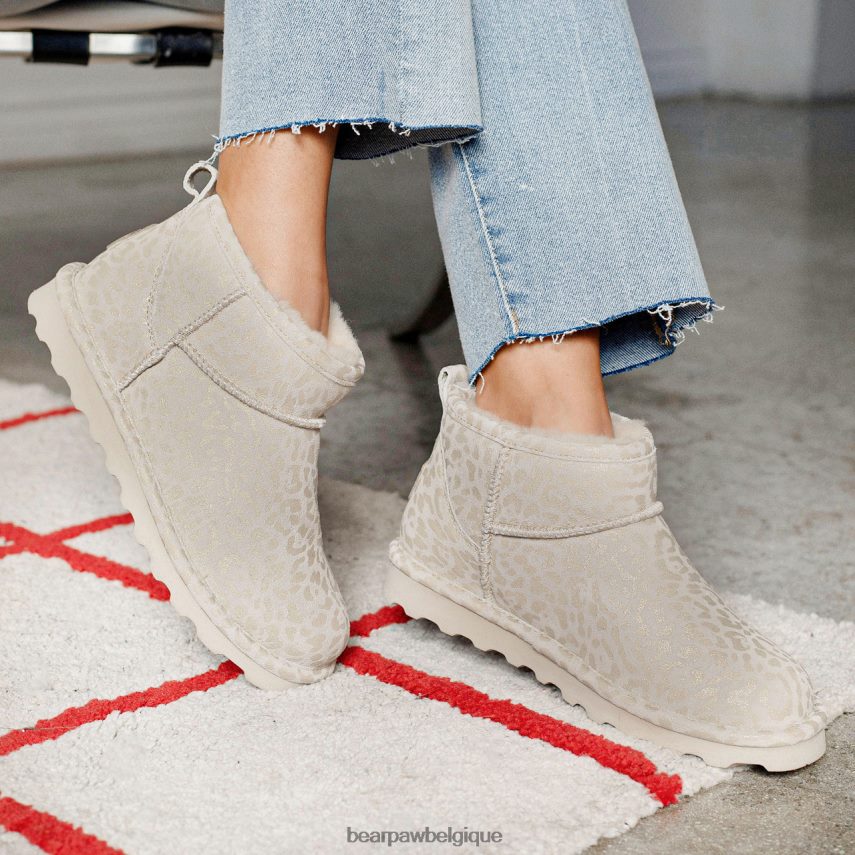 BEARPAW shorty exotique femmes 6PN84833 paillettes de léopard blanc d'hiver bottes