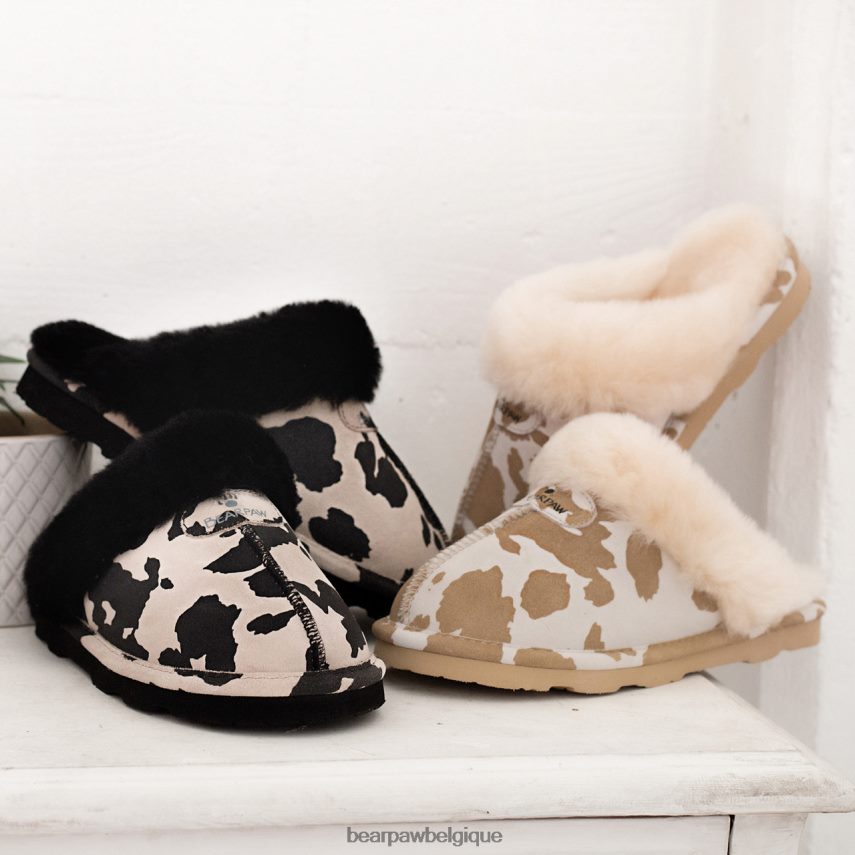 BEARPAW loki exotique femmes 6PN848265 imprimé vache beige chaussons